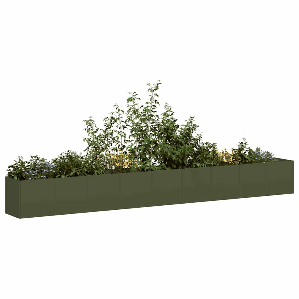 Planter 360x40x40 cm Cold-rolled Steel Olive green