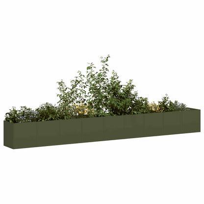 Planter 360x40x40 cm Cold-rolled Steel Olive green