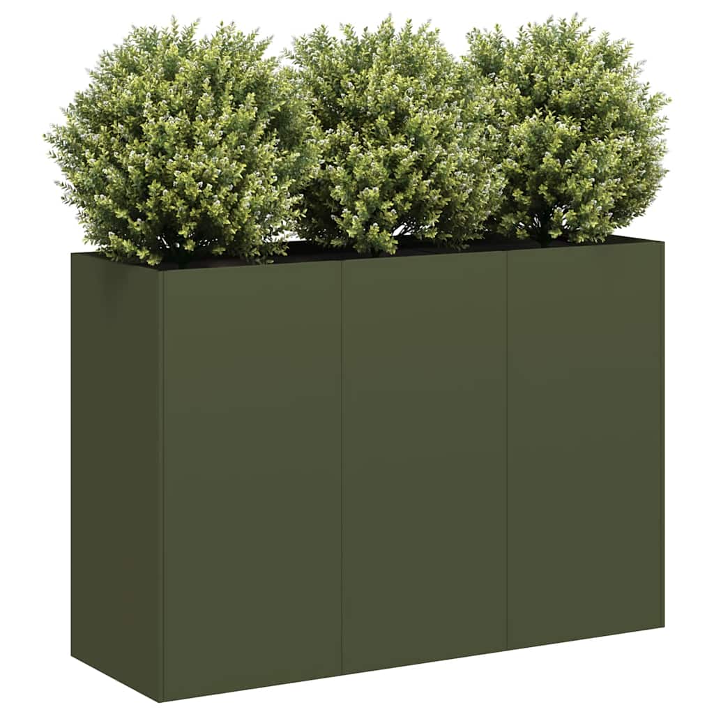 Planter 120x40x80 cm Cold-rolled Steel Olive green