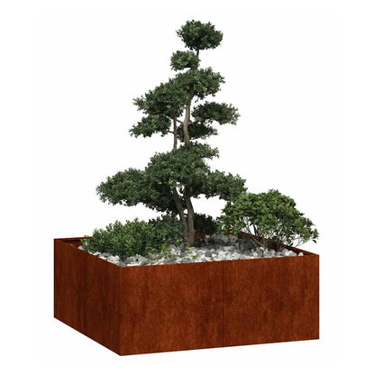 Planter 100x100x40 cm Steel Weathering steel