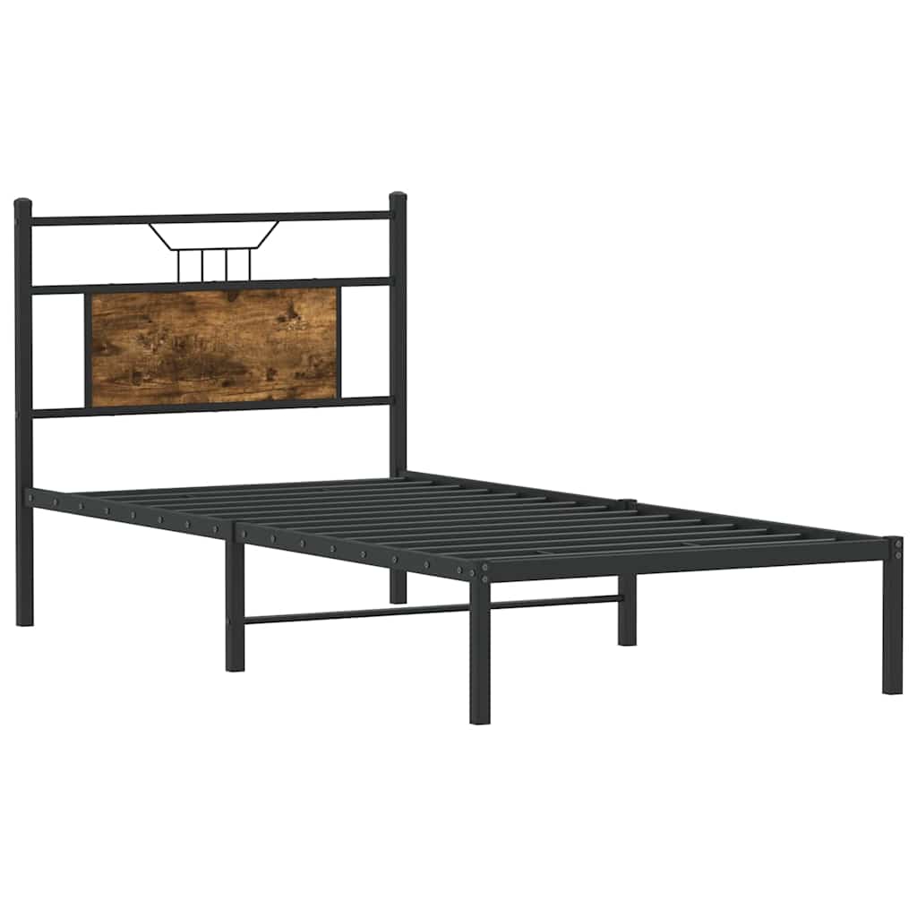 vidaXL Bed Frame without Mattress Smoked Oak 75x190 cm Small Single Engineered Wood 5