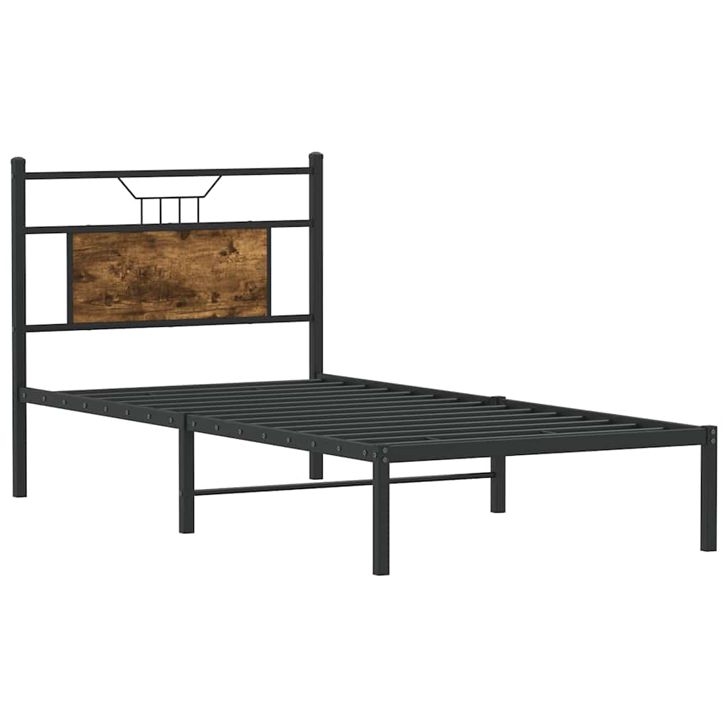 vidaXL Bed Frame without Mattress Smoked Oak 80x200 cm Engineered Wood 5