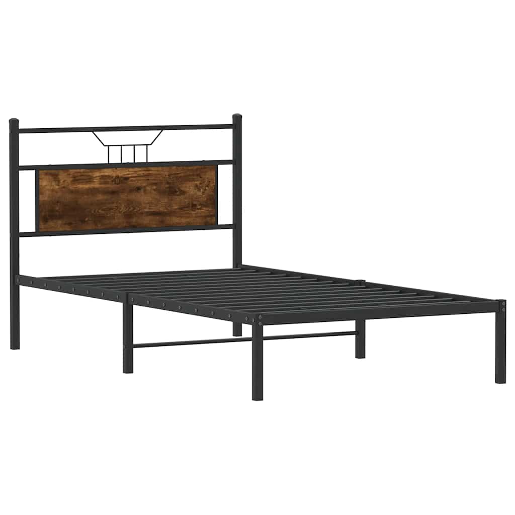 vidaXL Bed Frame without Mattress Smoked Oak 100x190 cm Engineered Wood 5