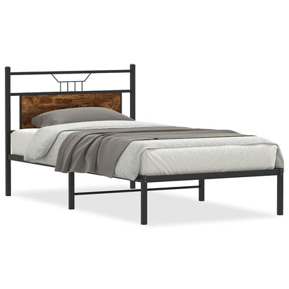 vidaXL Bed Frame without Mattress Smoked Oak 100x200 cm Engineered Wood 2