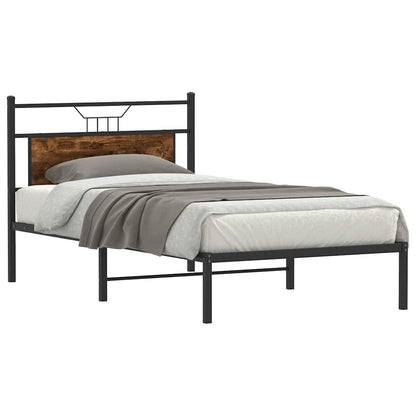 vidaXL Bed Frame without Mattress Smoked Oak 100x200 cm Engineered Wood 3