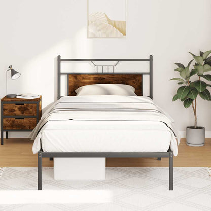 vidaXL Bed Frame without Mattress Smoked Oak 100x200 cm Engineered Wood 1