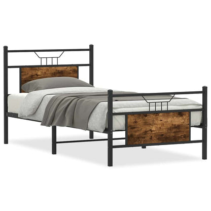 vidaXL Bed Frame without Mattress Smoked Oak 80x200 cm Engineered Wood 2