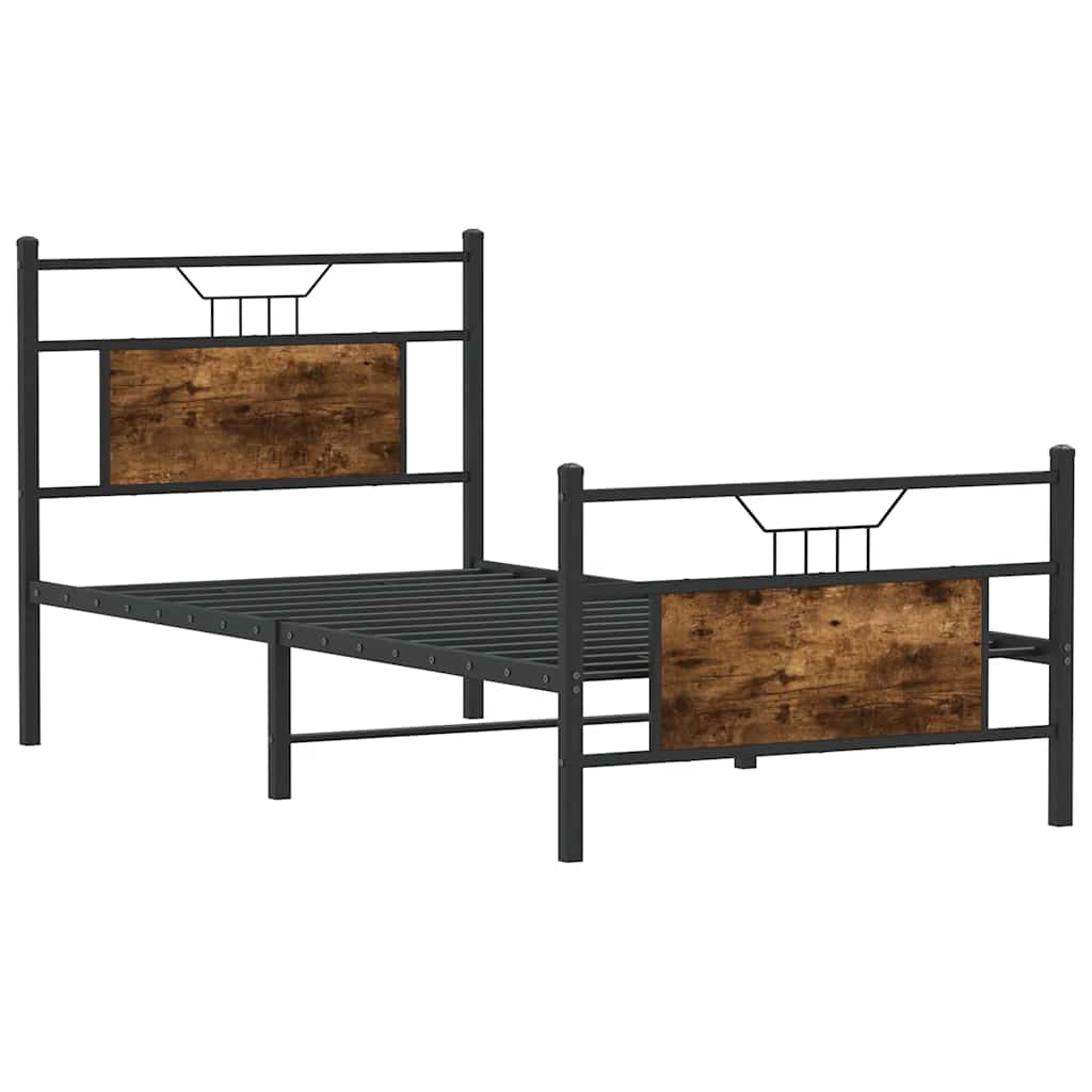 vidaXL Bed Frame without Mattress Smoked Oak 80x200 cm Engineered Wood 5