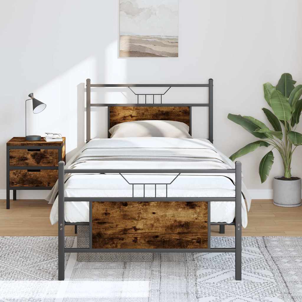 vidaXL Bed Frame without Mattress Smoked Oak 80x200 cm Engineered Wood 1
