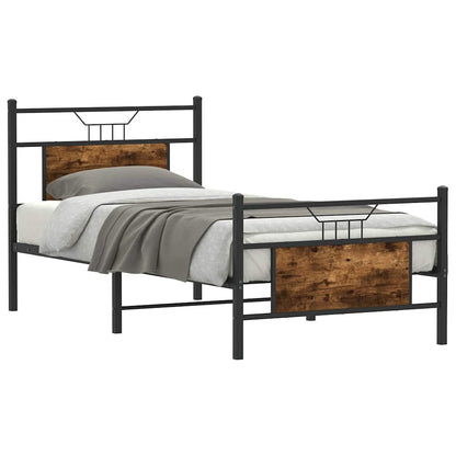 vidaXL Bed Frame without Mattress Smoked Oak 90x190 cm Single Engineered Wood 3