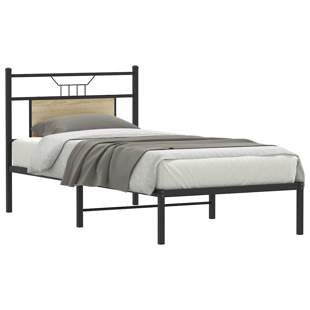 vidaXL Bed Frame without Mattress Sonoma Oak 75x190 cm Small Single Engineered Wood 3