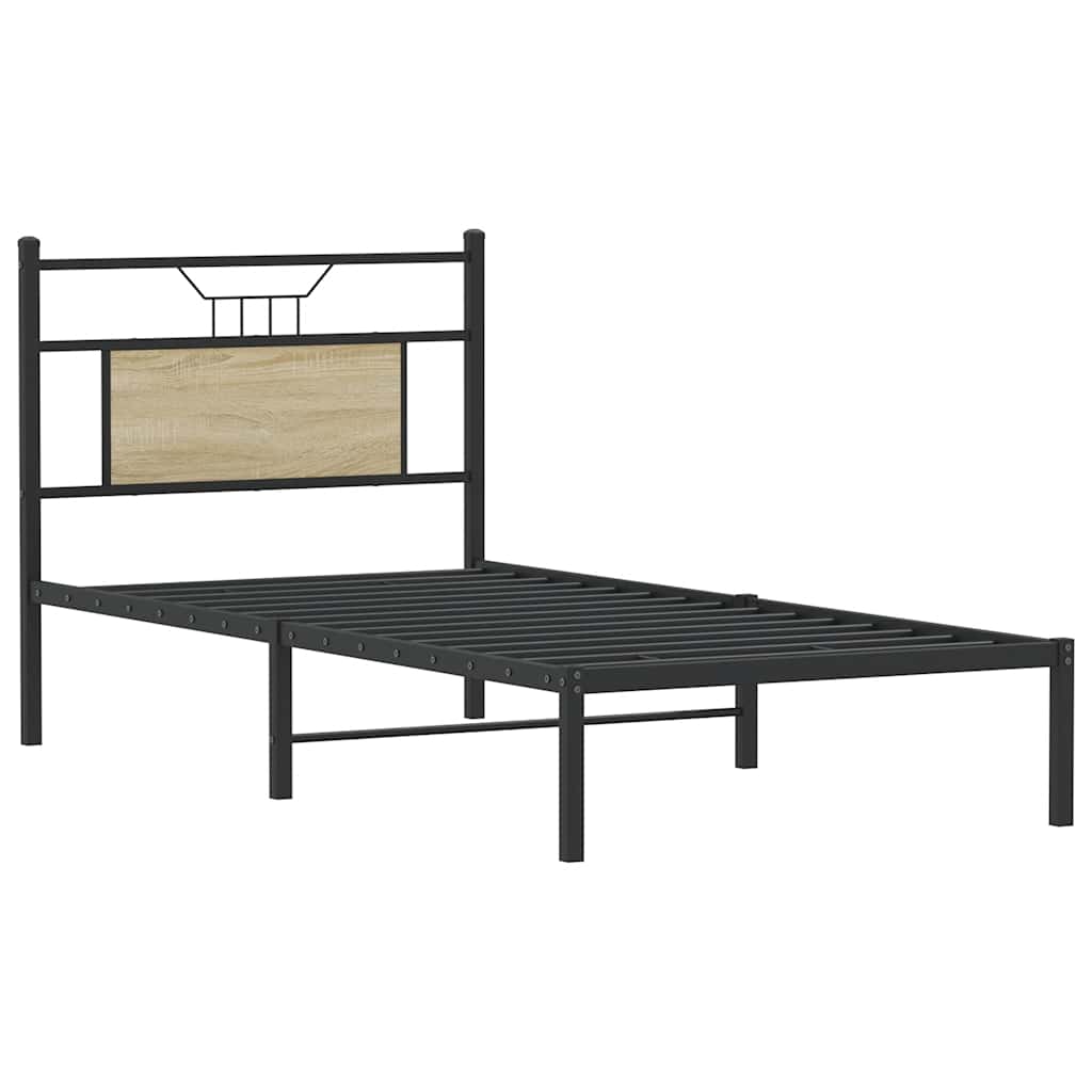 vidaXL Bed Frame without Mattress Sonoma Oak 75x190 cm Small Single Engineered Wood 5