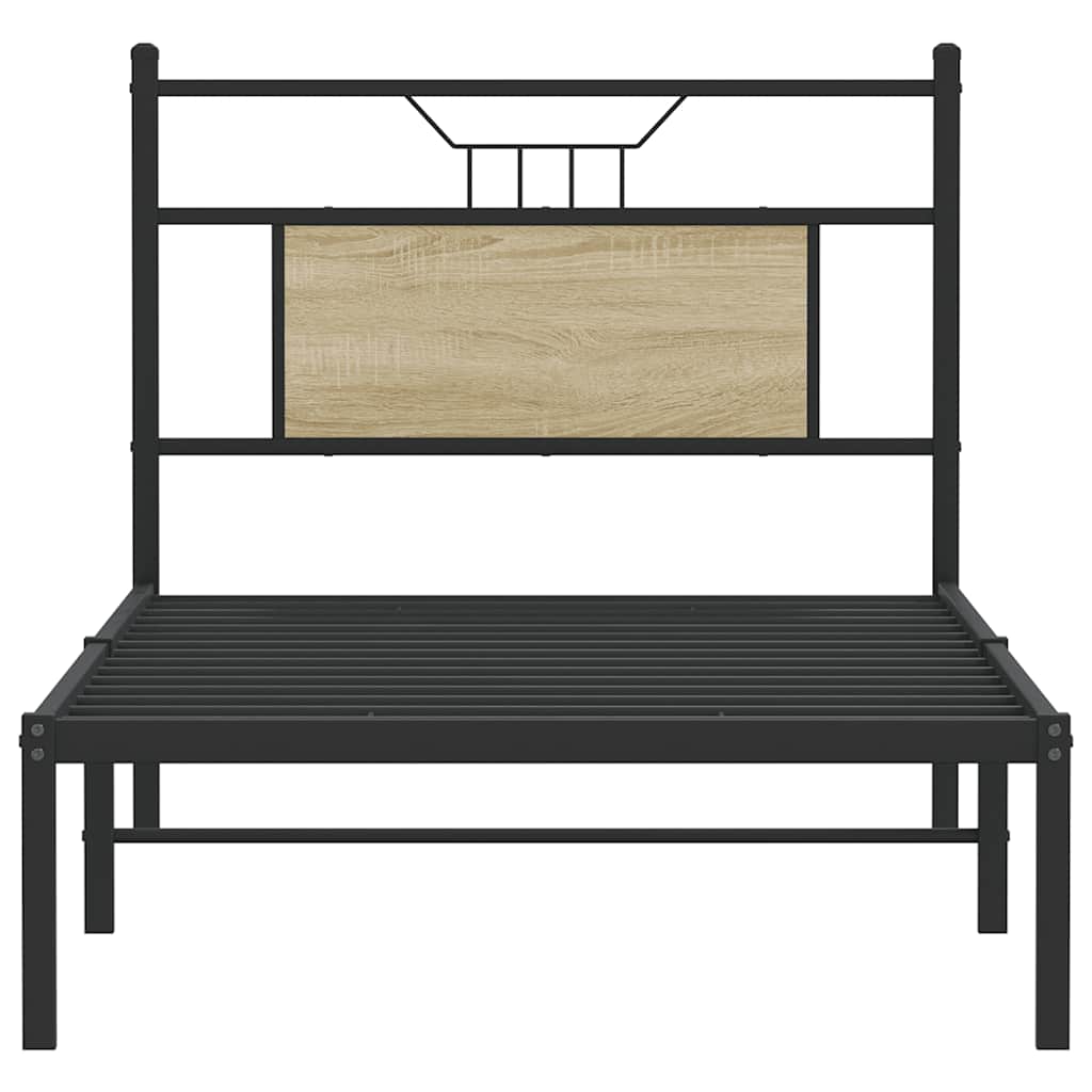 vidaXL Bed Frame without Mattress Sonoma Oak 75x190 cm Small Single Engineered Wood 6