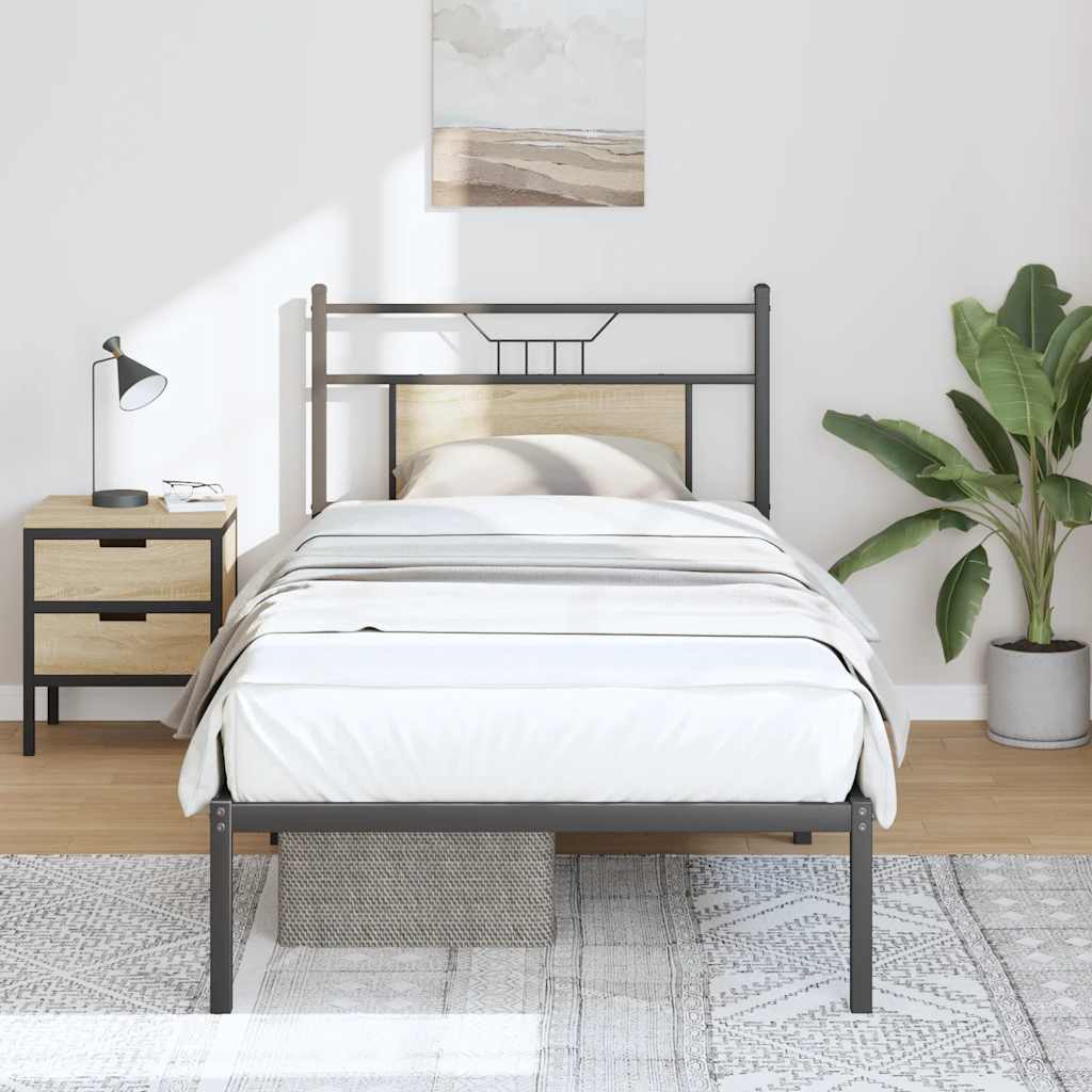 vidaXL Bed Frame without Mattress Sonoma Oak 75x190 cm Small Single Engineered Wood 1
