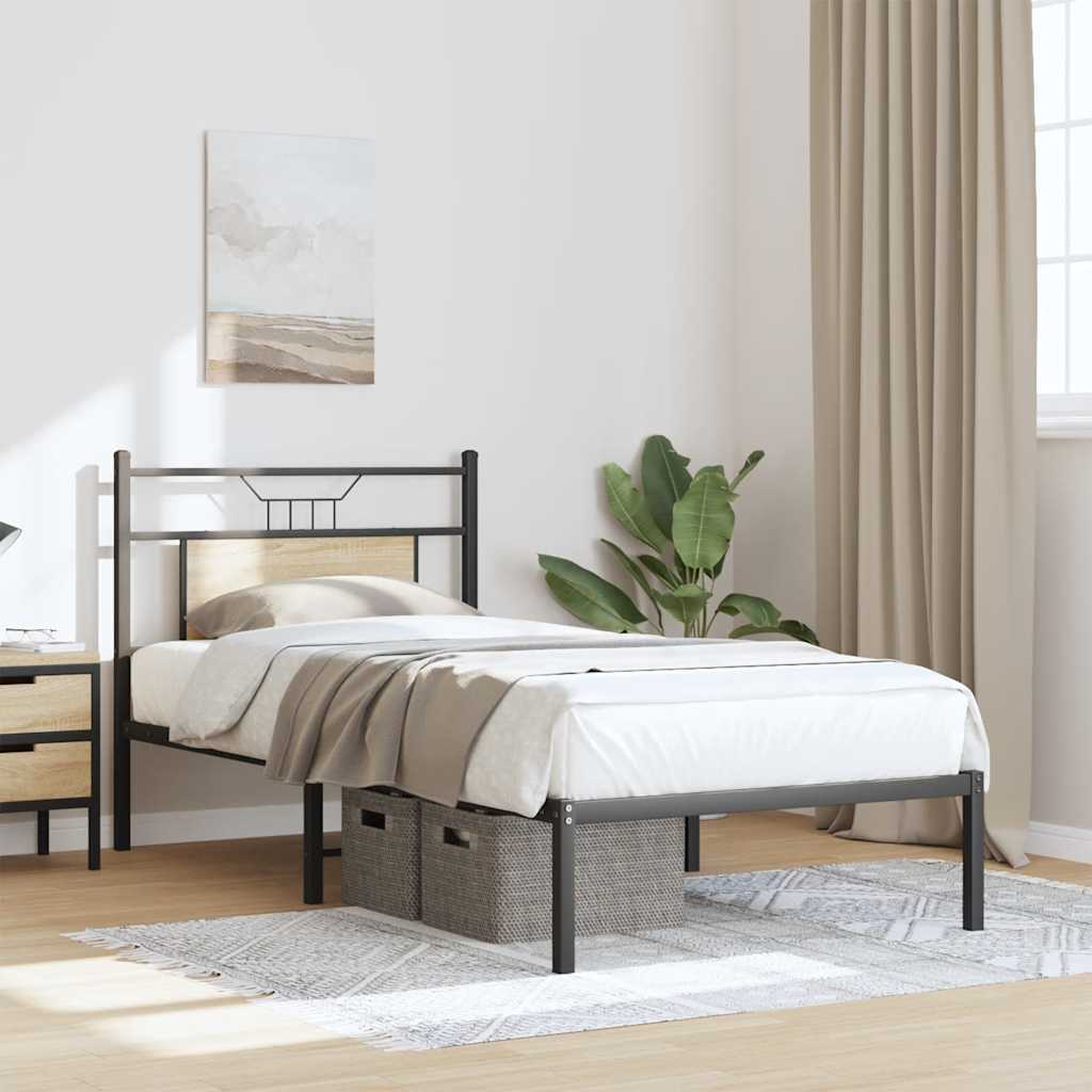 vidaXL Bed Frame without Mattress Sonoma Oak 80x200 cm Engineered Wood 4