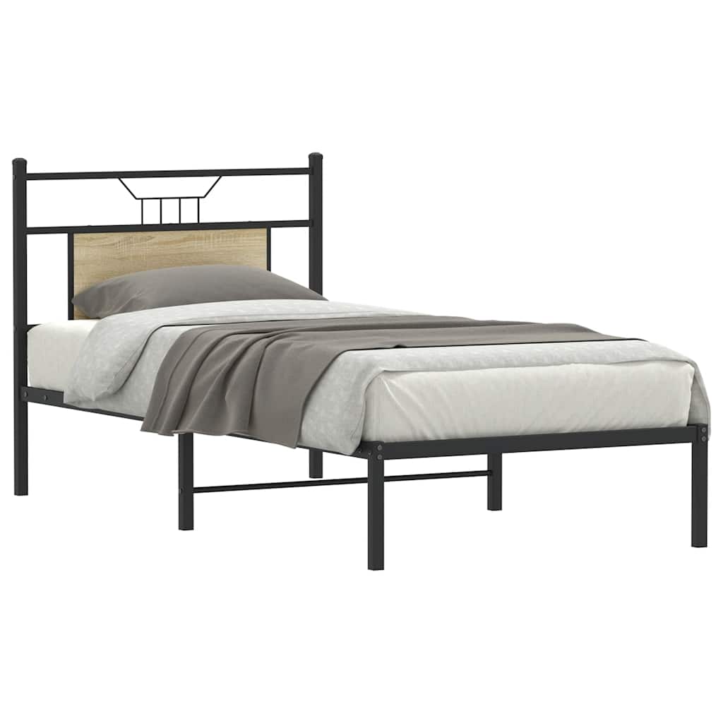 vidaXL Bed Frame without Mattress Sonoma Oak 90x190 cm Single Engineered Wood 3