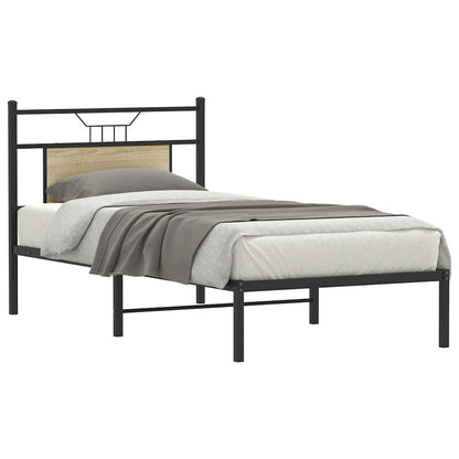 vidaXL Bed Frame without Mattress Sonoma Oak 90x190 cm Single Engineered Wood 3
