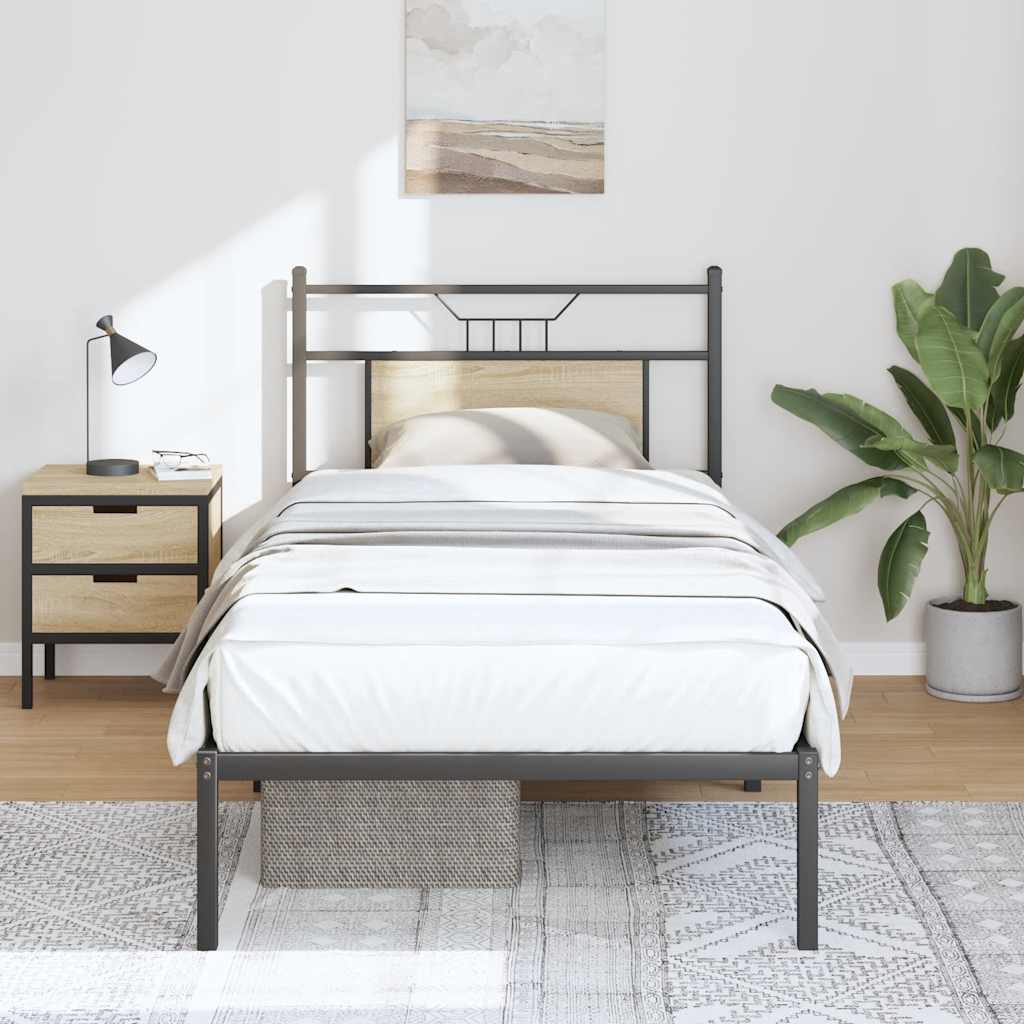 vidaXL Bed Frame without Mattress Sonoma Oak 90x190 cm Single Engineered Wood 1