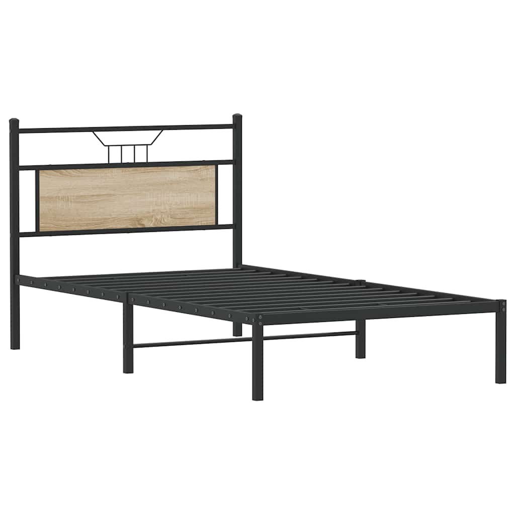 vidaXL Bed Frame without Mattress Sonoma Oak 100x190 cm Engineered Wood 5