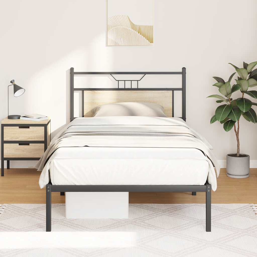 vidaXL Bed Frame without Mattress Sonoma Oak 100x190 cm Engineered Wood 1