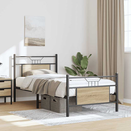 vidaXL Bed Frame without Mattress Sonoma Oak 75x190 cm Small Single Engineered Wood 5
