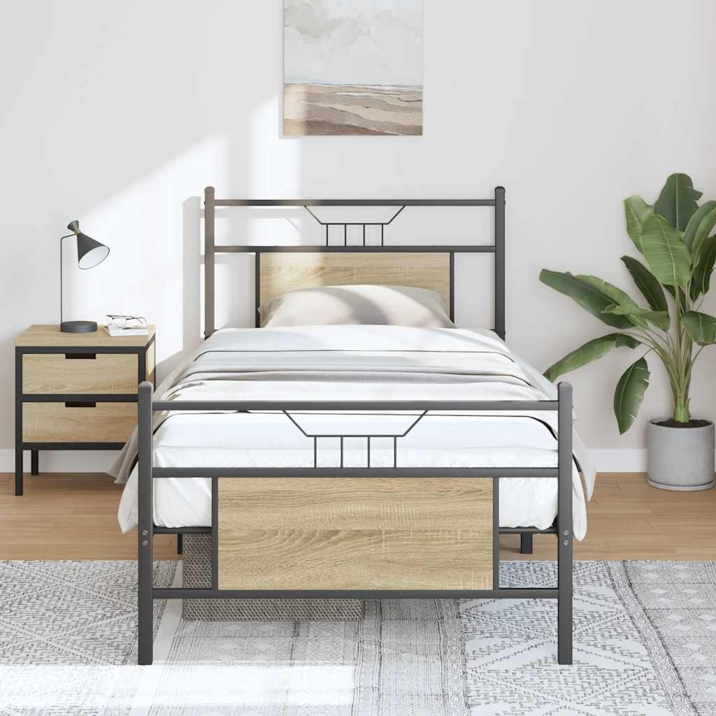vidaXL Bed Frame without Mattress Sonoma Oak 80x200 cm Engineered Wood 4
