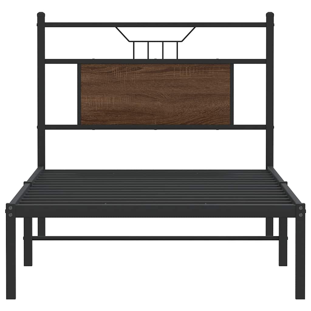 vidaXL Bed Frame without Mattress Brown Oak 75x190 cm Small Single Engineered Wood 6