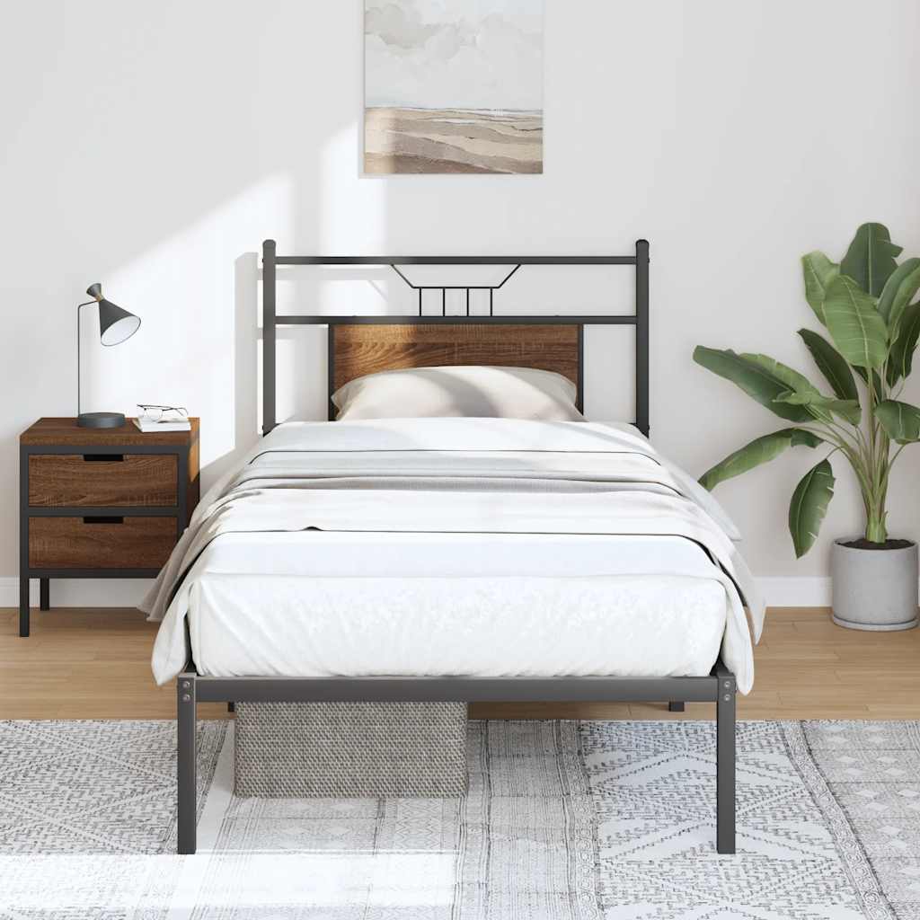 vidaXL Bed Frame without Mattress Brown Oak 80x200 cm Engineered Wood 4
