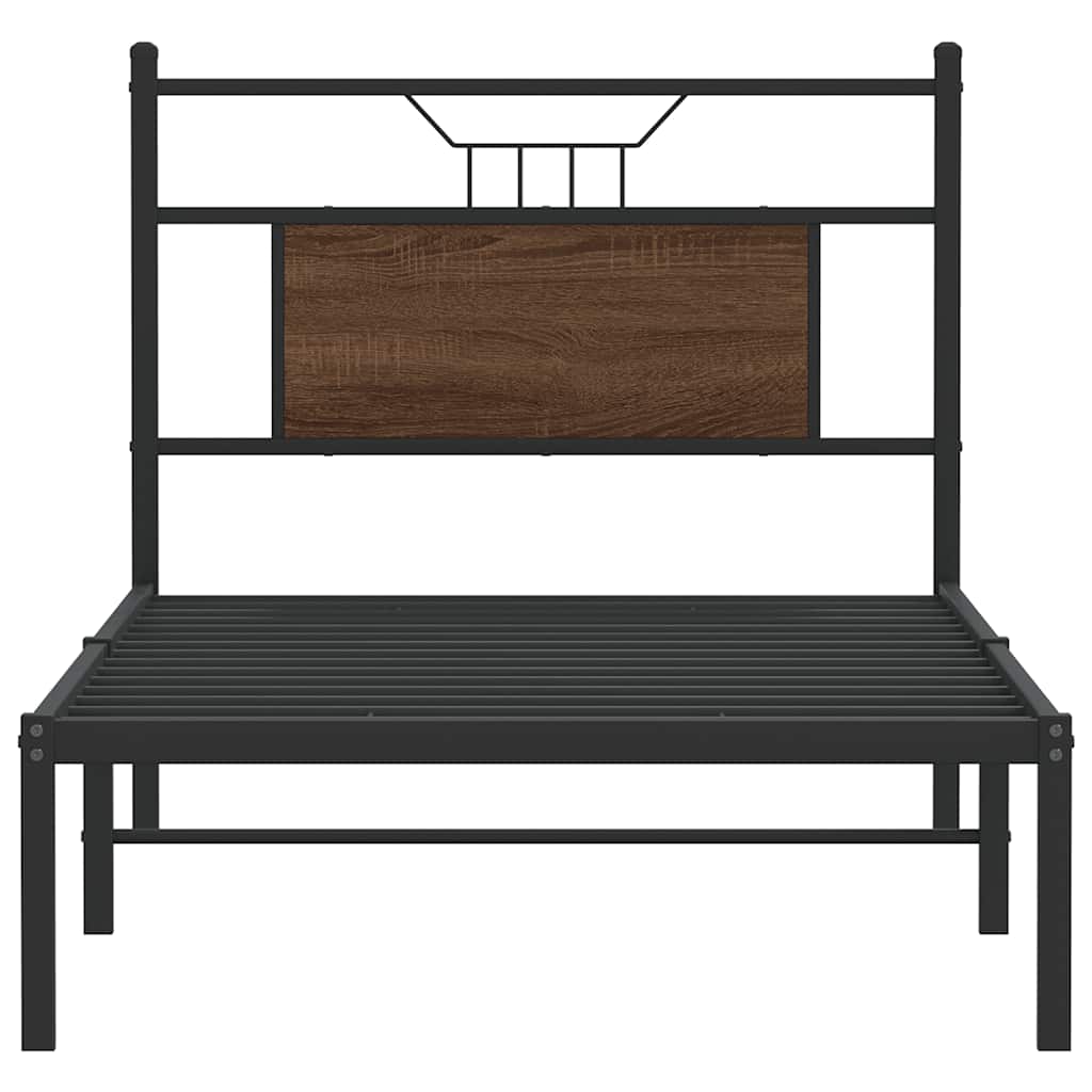 vidaXL Bed Frame without Mattress Brown Oak 90x190 cm Single Engineered Wood 6