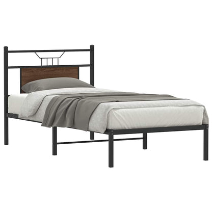 vidaXL Bed Frame without Mattress Brown Oak 90x190 cm Single Engineered Wood 1