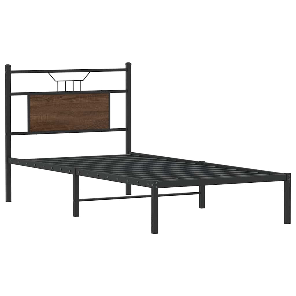 vidaXL Bed Frame without Mattress Brown Oak 90x200 cm Engineered Wood 3