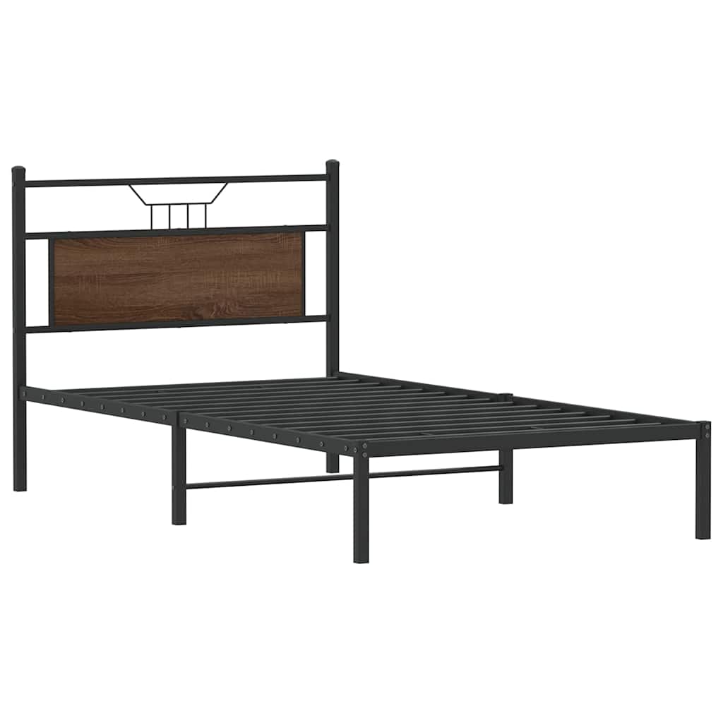 vidaXL Bed Frame without Mattress Brown Oak 100x190 cm Engineered Wood 3