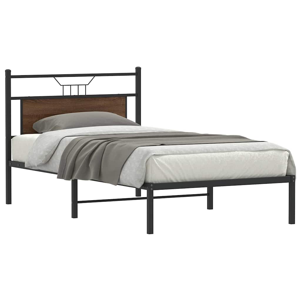 vidaXL Bed Frame without Mattress Brown Oak 100x190 cm Engineered Wood 1