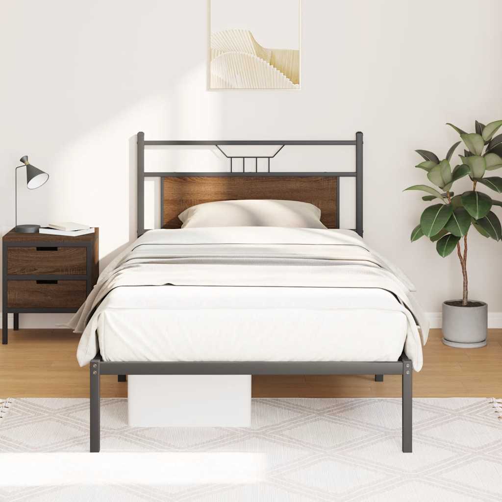 vidaXL Bed Frame without Mattress Brown Oak 100x200 cm Engineered Wood 4