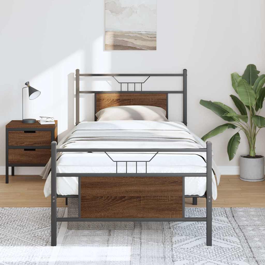 vidaXL Bed Frame without Mattress Brown Oak 80x200 cm Engineered Wood 4