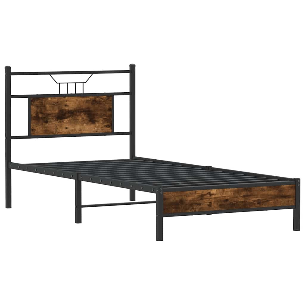 vidaXL Bed Frame without Mattress Smoked Oak 75x190 cm Small Single Engineered Wood 5