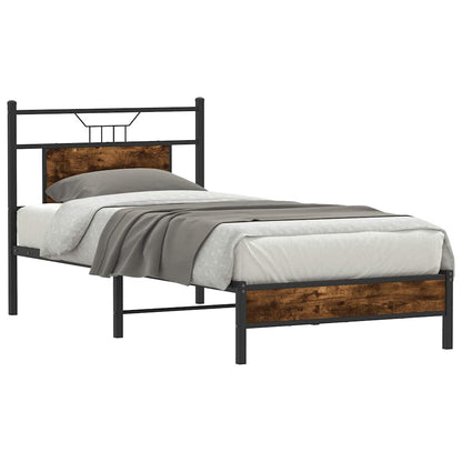 vidaXL Bed Frame without Mattress Smoked Oak 90x190 cm Single Engineered Wood 3