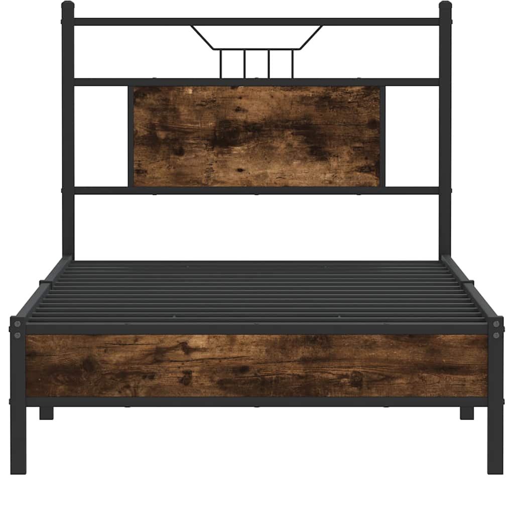 vidaXL Bed Frame without Mattress Smoked Oak 90x190 cm Single Engineered Wood 6