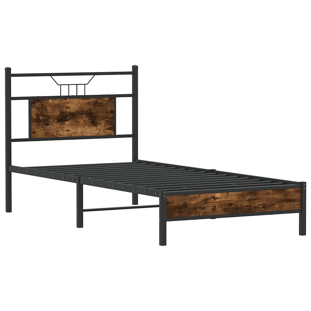 vidaXL Bed Frame without Mattress Smoked Oak 90x200 cm Engineered Wood 5