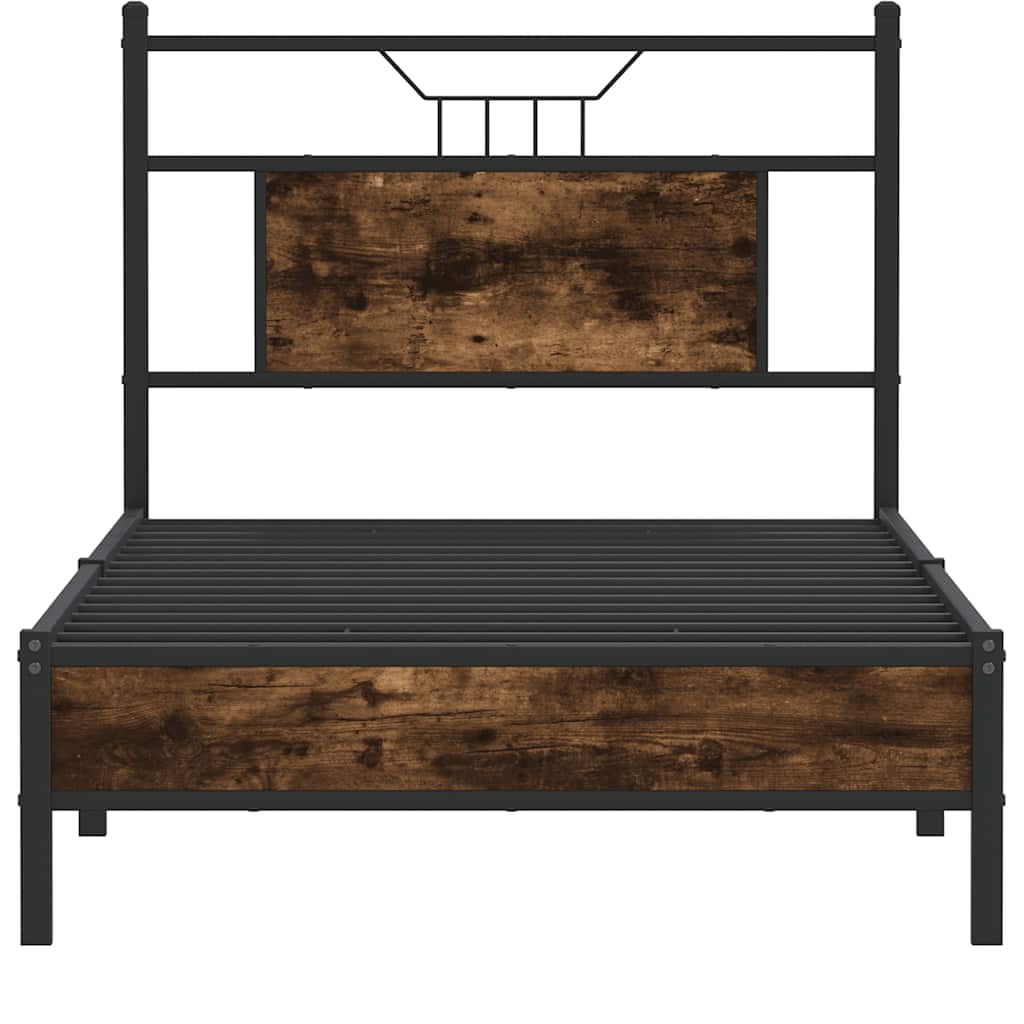vidaXL Bed Frame without Mattress Smoked Oak 90x200 cm Engineered Wood 6