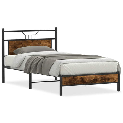 vidaXL Bed Frame without Mattress Smoked Oak 100x200 cm Engineered Wood 2