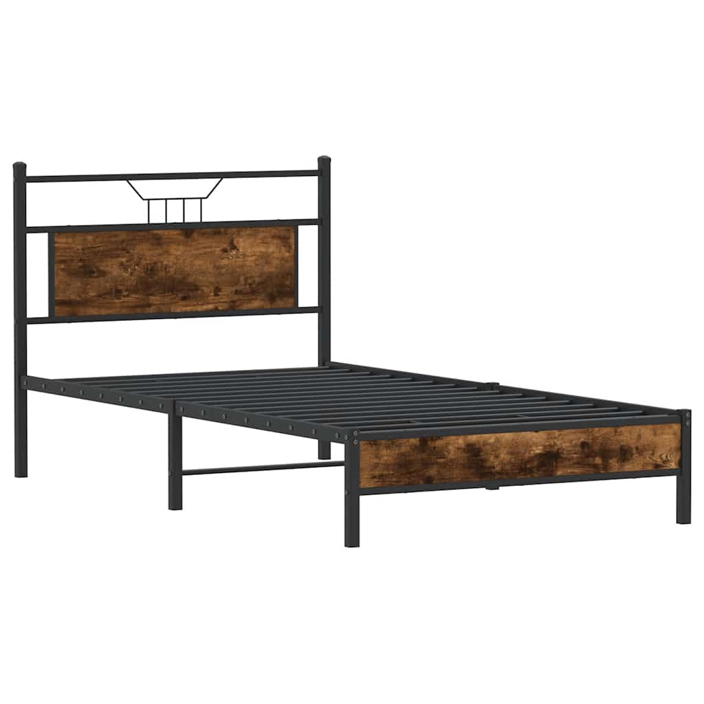 vidaXL Bed Frame without Mattress Smoked Oak 100x200 cm Engineered Wood 5