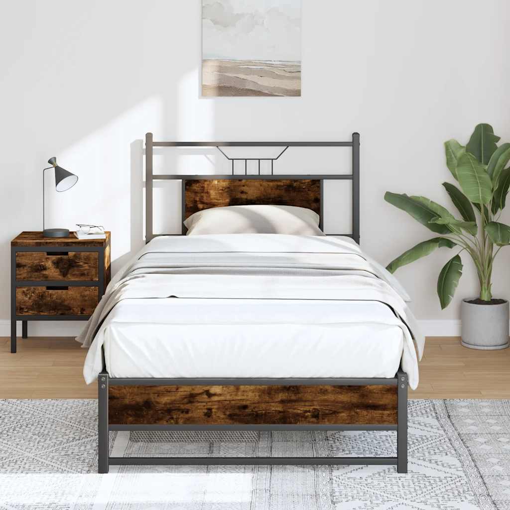 vidaXL Bed Frame without Mattress Smoked Oak 80x200 cm Engineered Wood 1