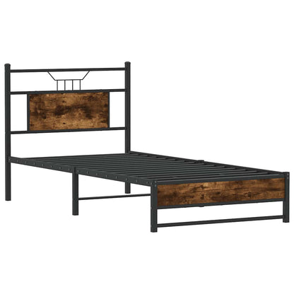 vidaXL Bed Frame without Mattress Smoked Oak 90x190 cm Single Engineered Wood 5