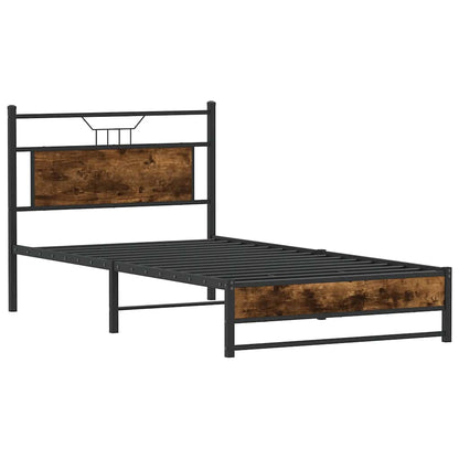 vidaXL Bed Frame without Mattress Smoked Oak 100x200 cm Engineered Wood 5