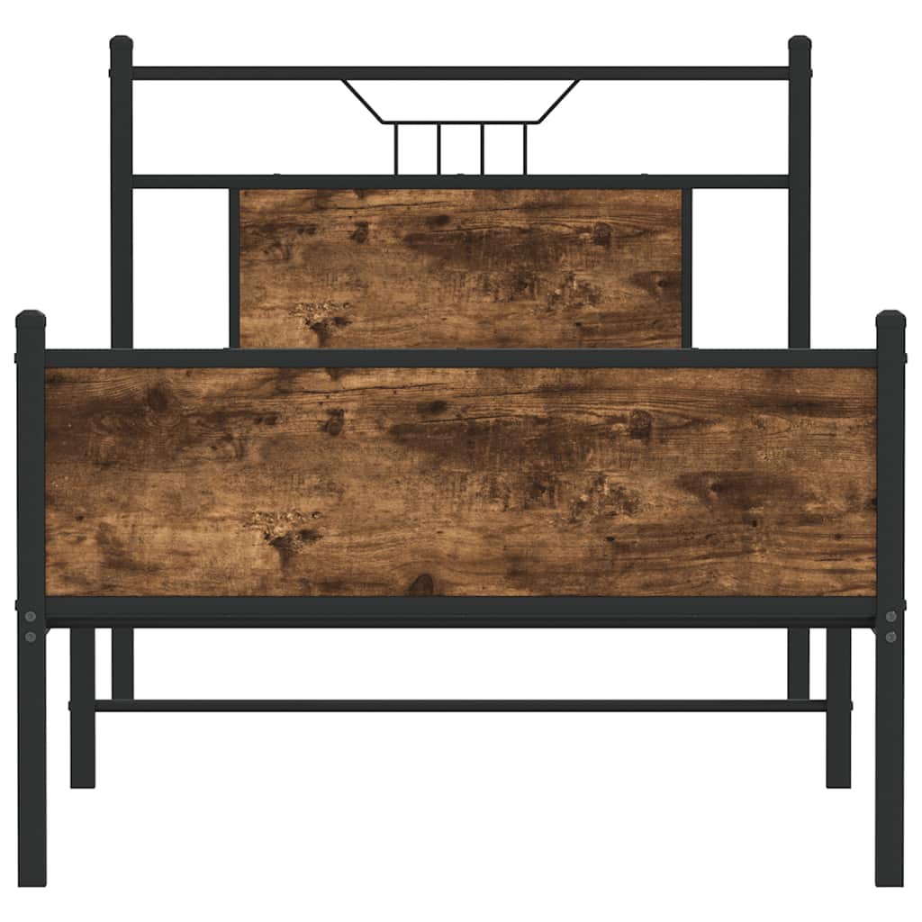 vidaXL Bed Frame without Mattress Smoked Oak 75x190 cm Small Single Engineered Wood 6