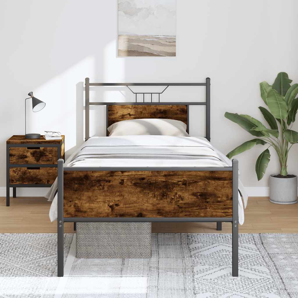 vidaXL Bed Frame without Mattress Smoked Oak 80x200 cm Engineered Wood 4