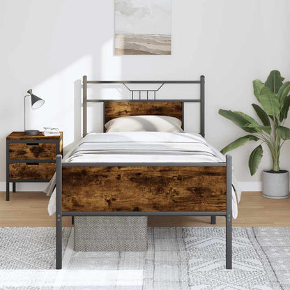 vidaXL Bed Frame without Mattress Smoked Oak 80x200 cm Engineered Wood 4