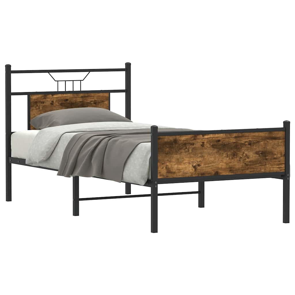 vidaXL Bed Frame without Mattress Smoked Oak 80x200 cm Engineered Wood 1
