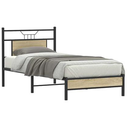 vidaXL Bed Frame without Mattress Sonoma Oak 75x190 cm Small Single Engineered Wood 3